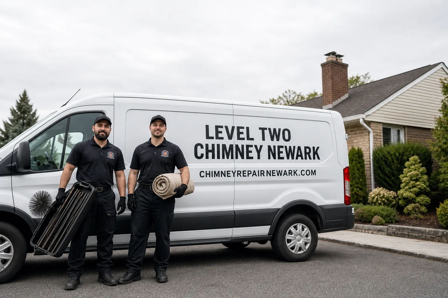 Level Two Chimney Newark chimney cleaning service vehicle and crew in Newark, NJ